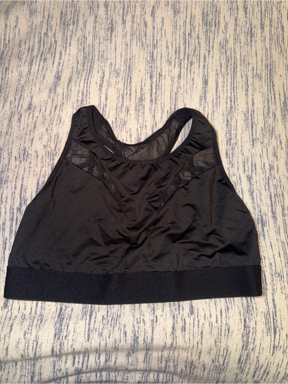 Black High-Neck Mesh-Accent Sports Bra for Women